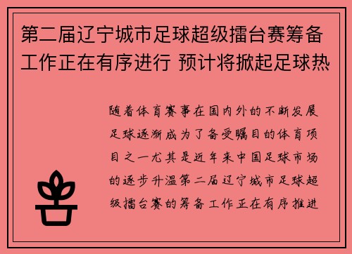 第二届辽宁城市足球超级擂台赛筹备工作正在有序进行 预计将掀起足球热潮